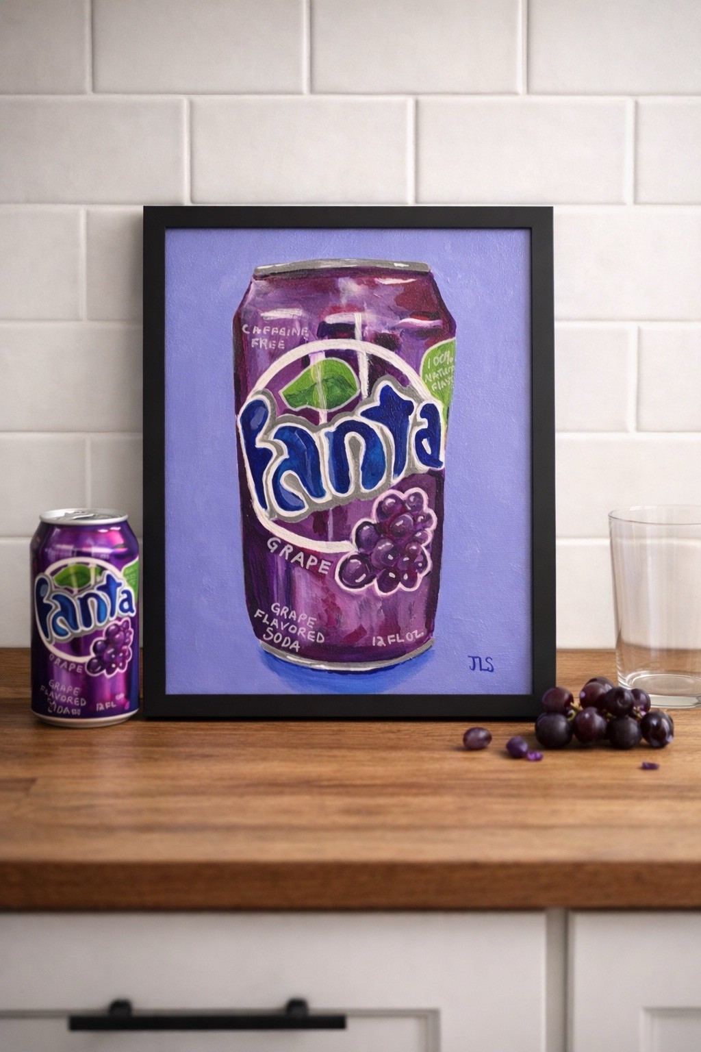 Fanta Grape Soda Painting Nostalgic Drink Art Kitchen Wall Decor 11×14 Framed
