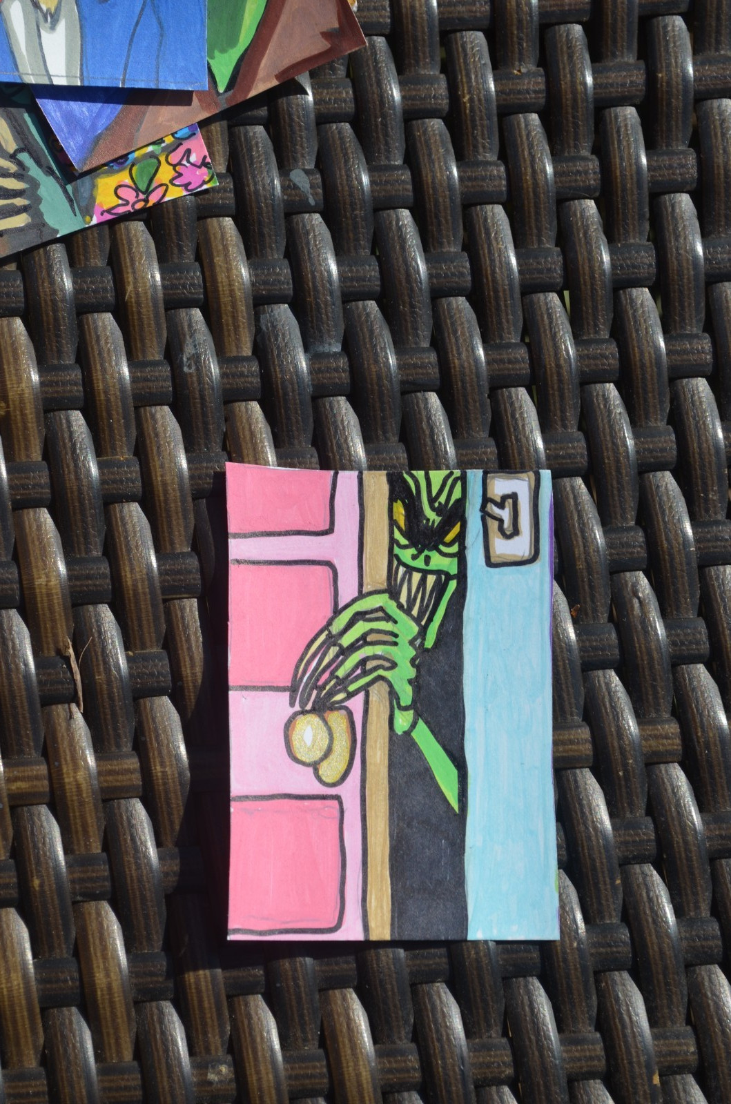 ACEO Original Art Card Monster in my closet not a print