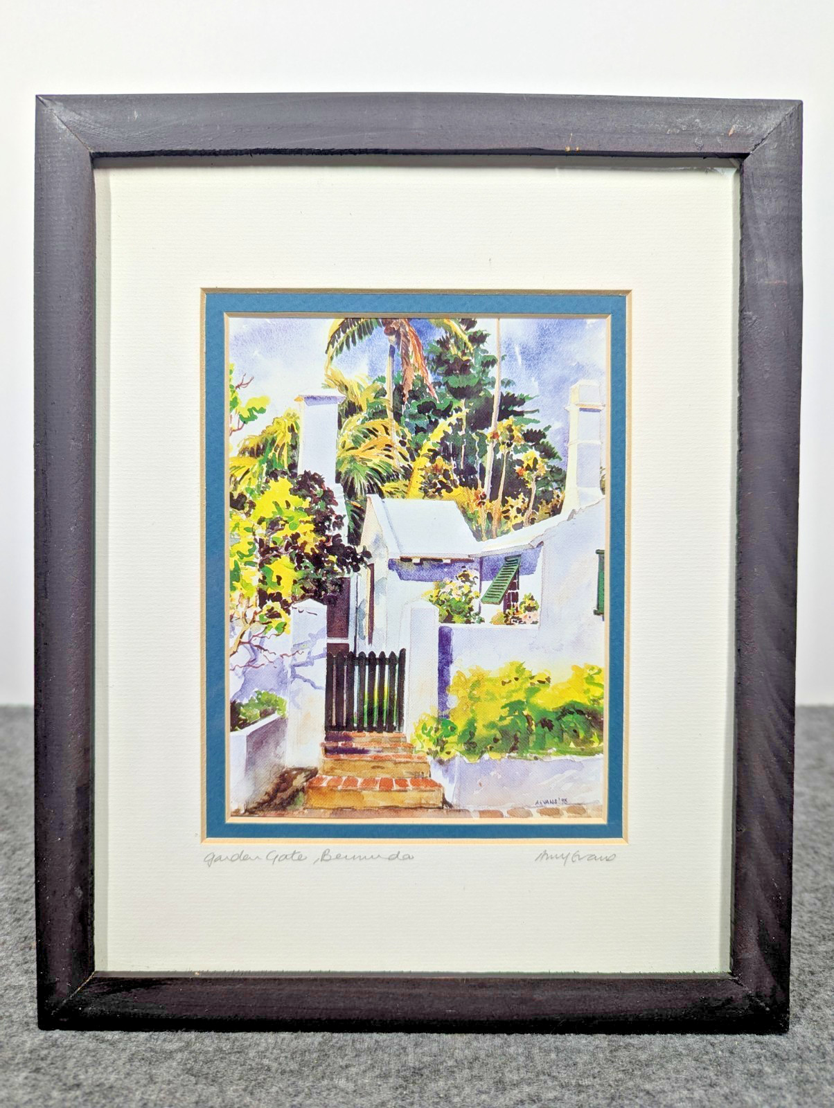 Amy Evans «Garden Gate’ Bermuda Signed  8″x10» Matte Watercolor Print