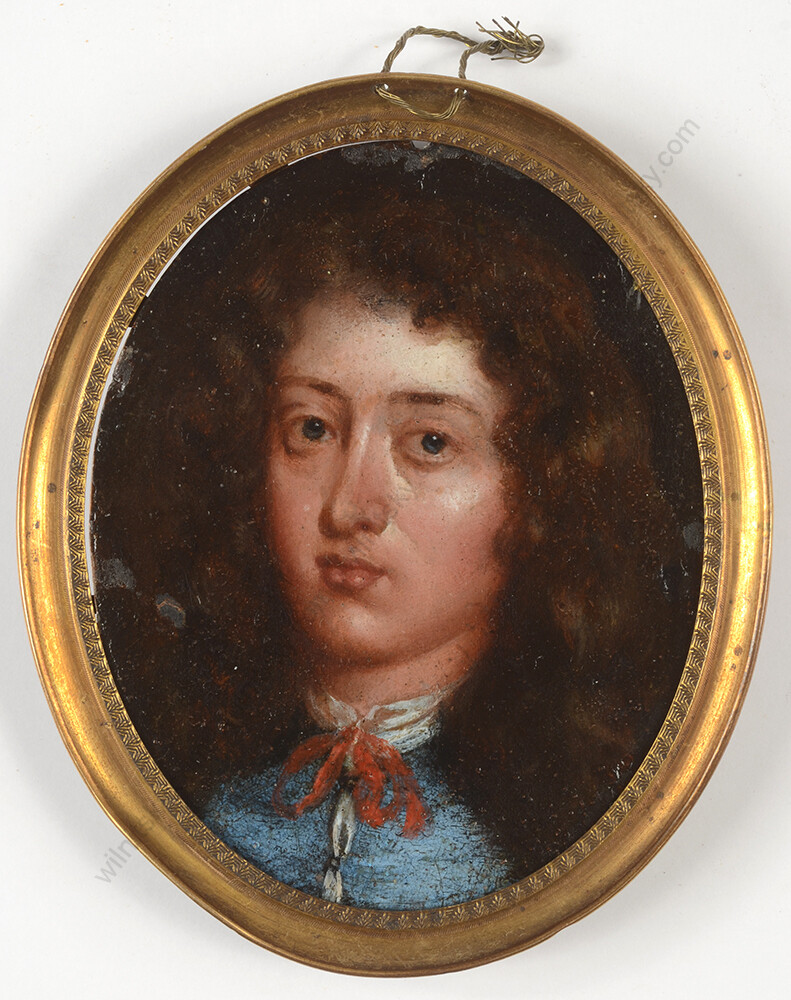 «Portrait of a young Italian aristocrat», oil on copper miniature, ca. 1700