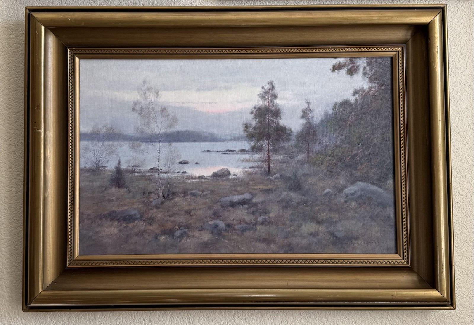 Jean Rosengren (1894-1965) Oil Painting “Forest by Lake” Swedish Listed Artist