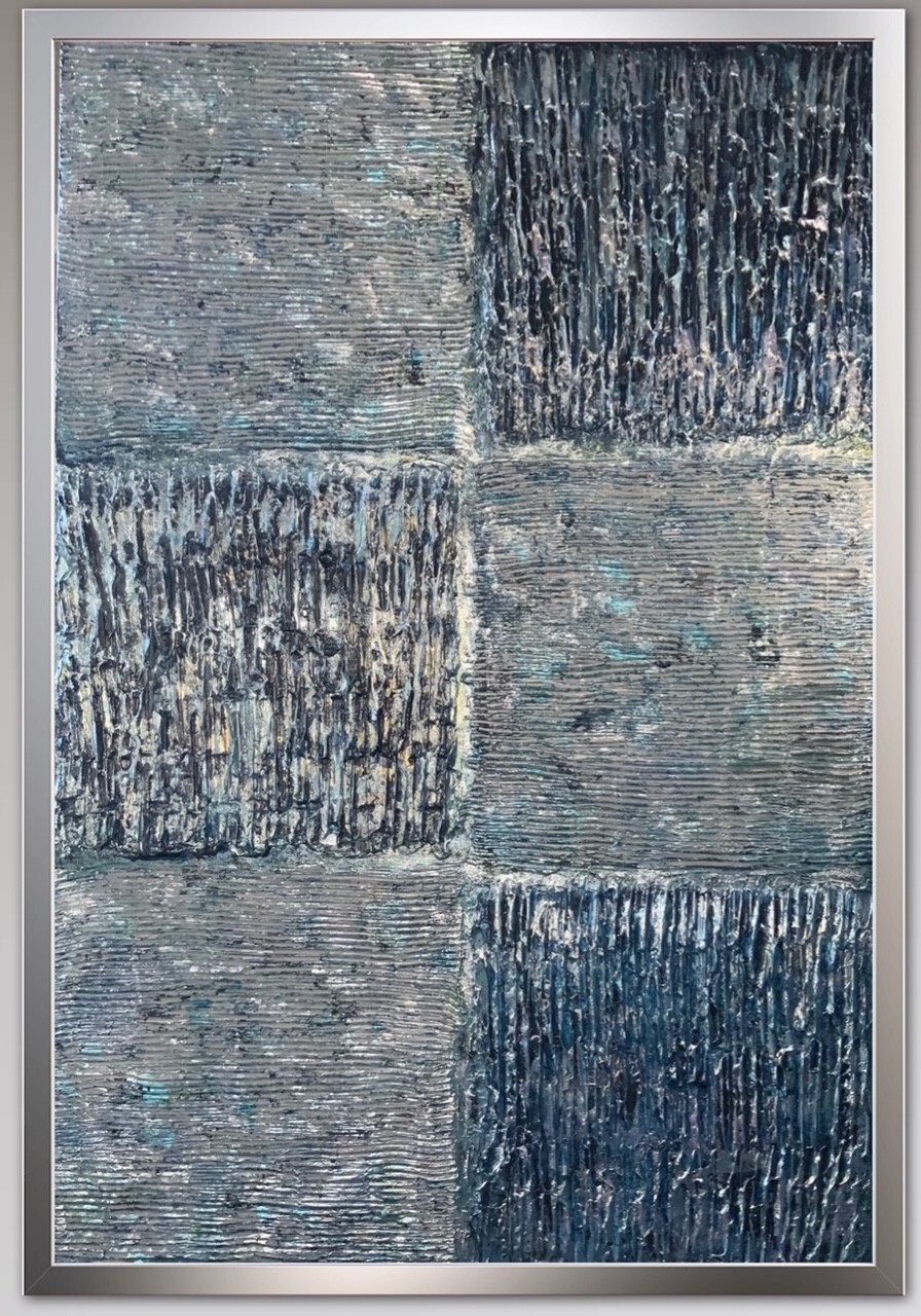 Indigo Blues (New) 36x24x1.5 in Gallery Wrapped Acrylic Thick Textured Painting