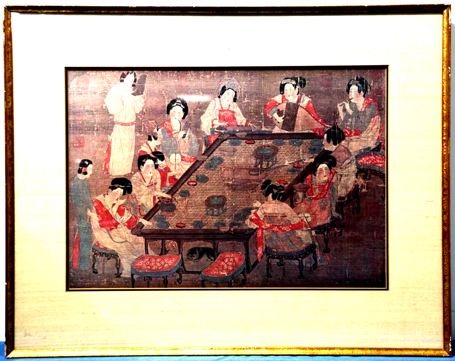 A «Palace Concert» Ancient Chinese Reproduction Painting 17×19″