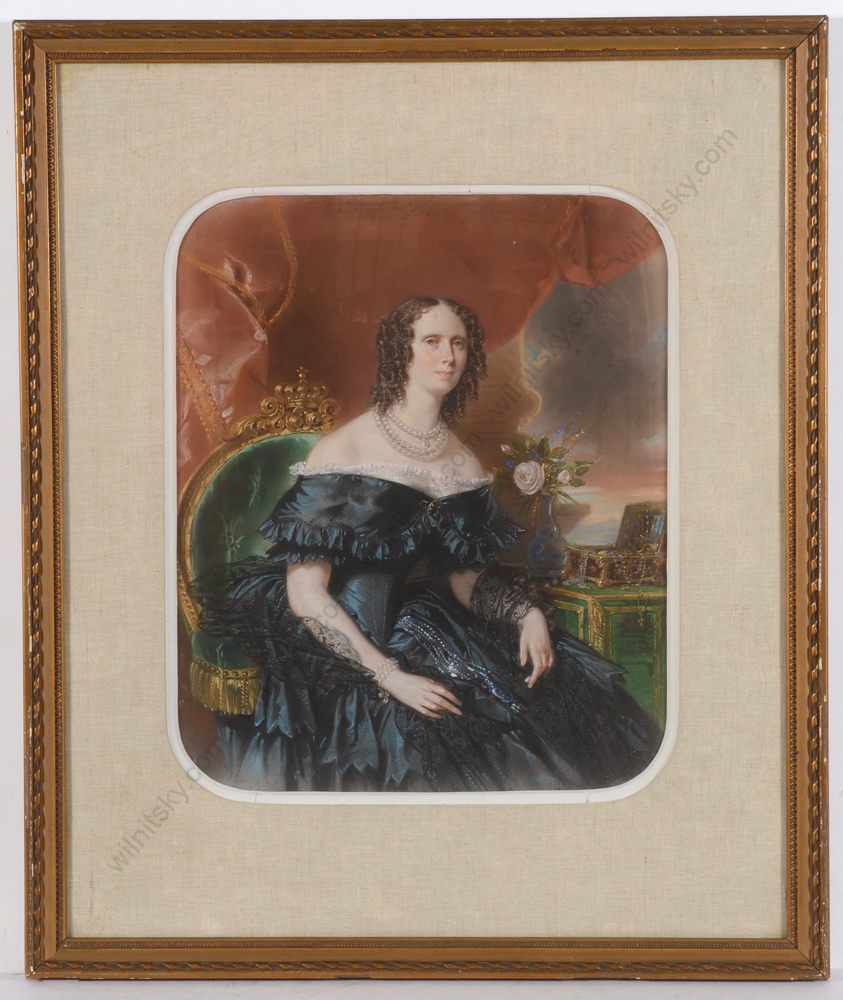 Nikolaas Pieneman «Sophie, Queen of the Netherlands», outstanding pastel!, 1850s