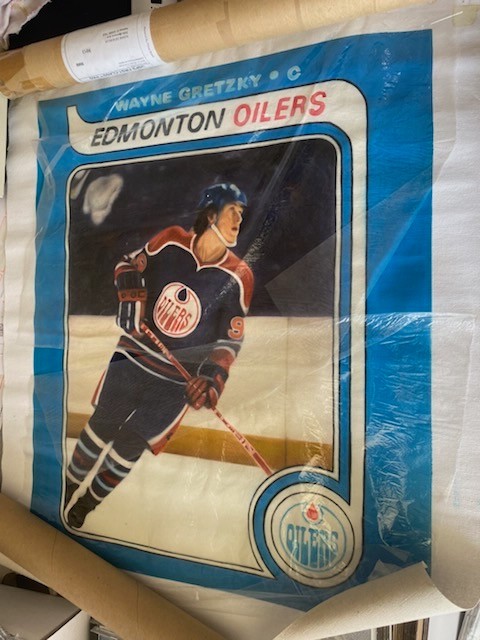 Wayne Gretzky hockey card painting OPC Edmonton Oilers 23.5″ x 27″ oil canvas