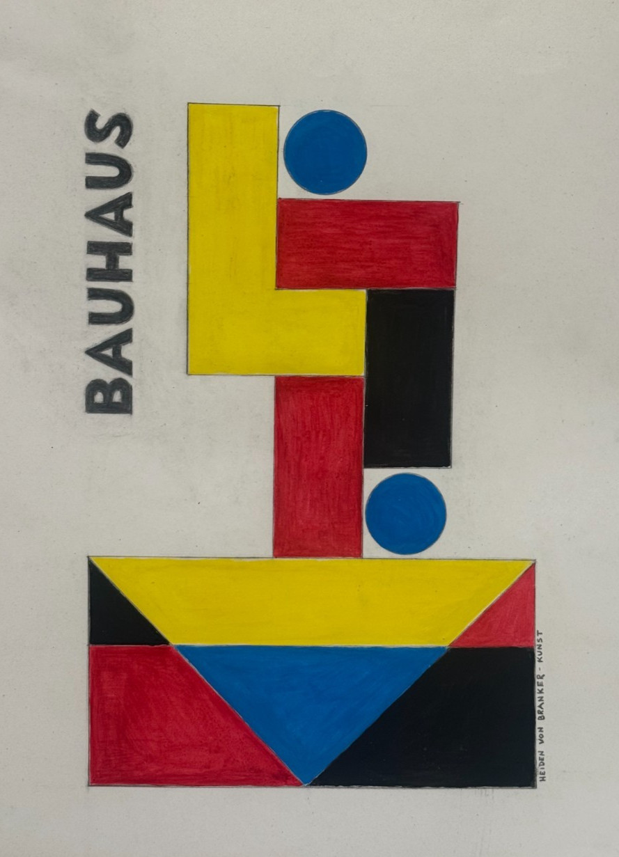 BAUHAUS ABSTRACT DRAWING PAINTING HEIDEN VON BRANKER KUNST GERMANY GERMAN ART
