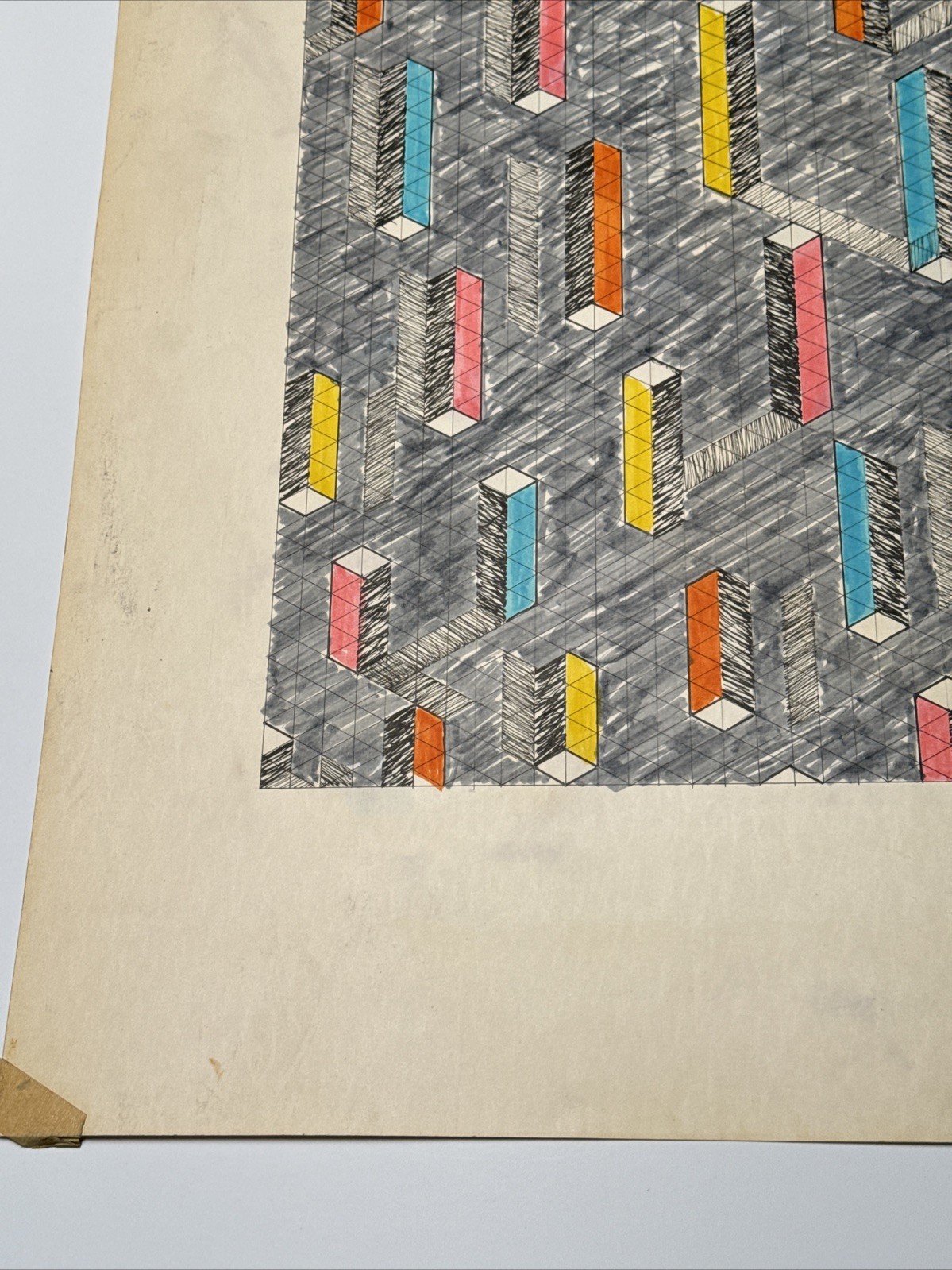 ABSTRACT DRAWING 1970’S PROFESSOR LUBENSKY POP MODERNIST CHICAGO KANSAS LISTED