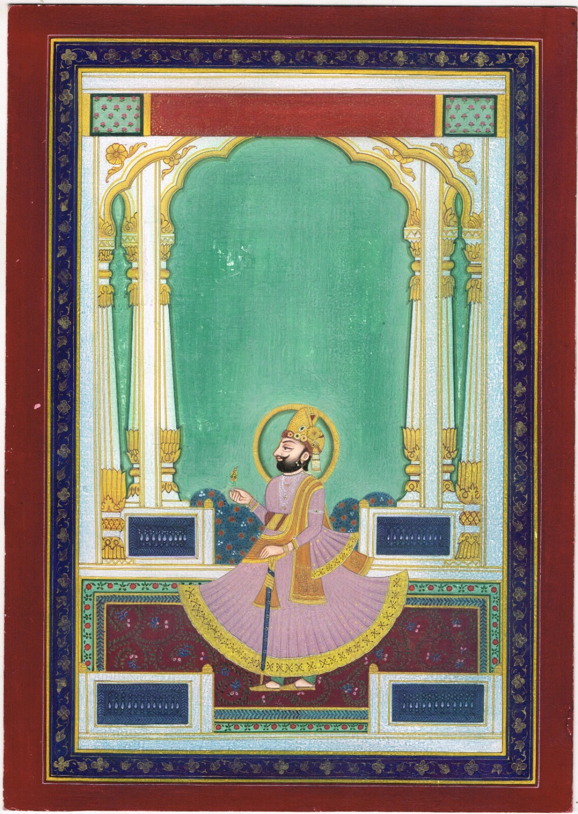Miniature Portrait Of Maharaja Man Singh Indian Painting On Paper 8×11 Inches
