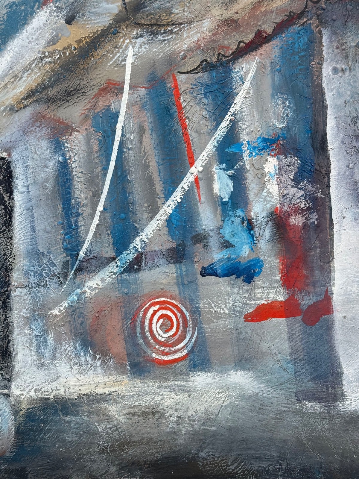 1960s Abstract Expressionist Circus Painting Original Oil Female Laguna Artist