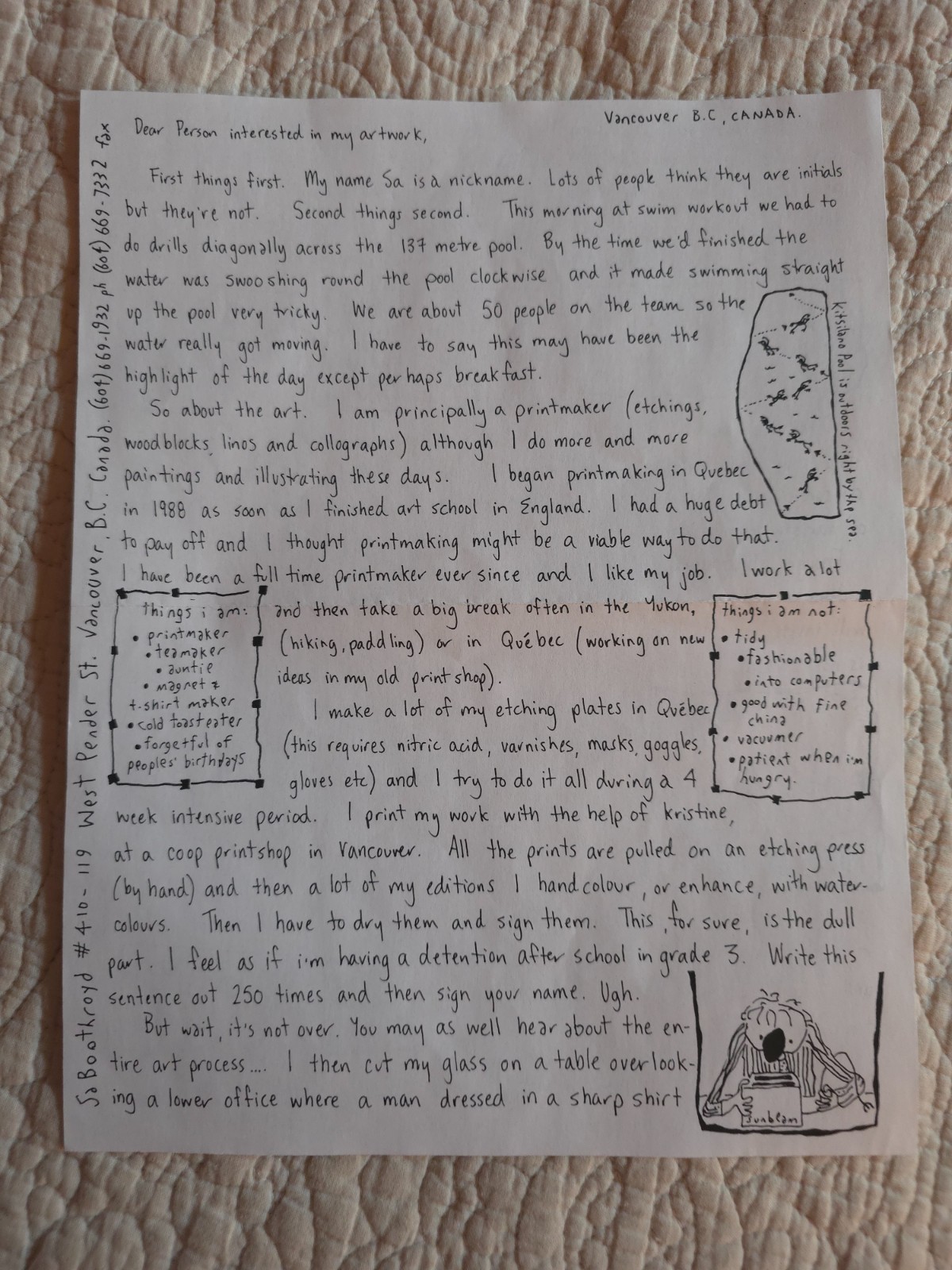 «Kitty Corner» Original Artwork By Sa Boothroyd ’99 Letter to Buyer From Sa