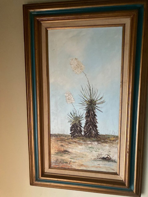 Vtg pre 1990 Original Alice Dowd Yucca Oil Painting Signed/ Framed 935