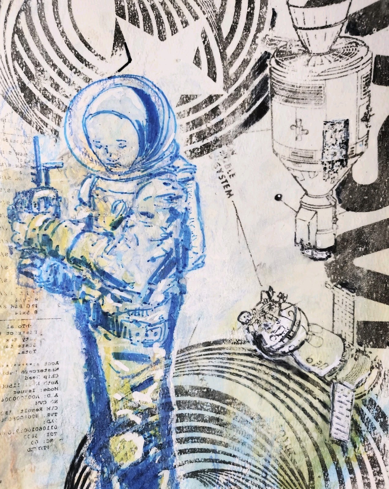 9 inch x 12 inch – Sci-fi Mixed-Media Drawing – NO FRAME by A. Avila