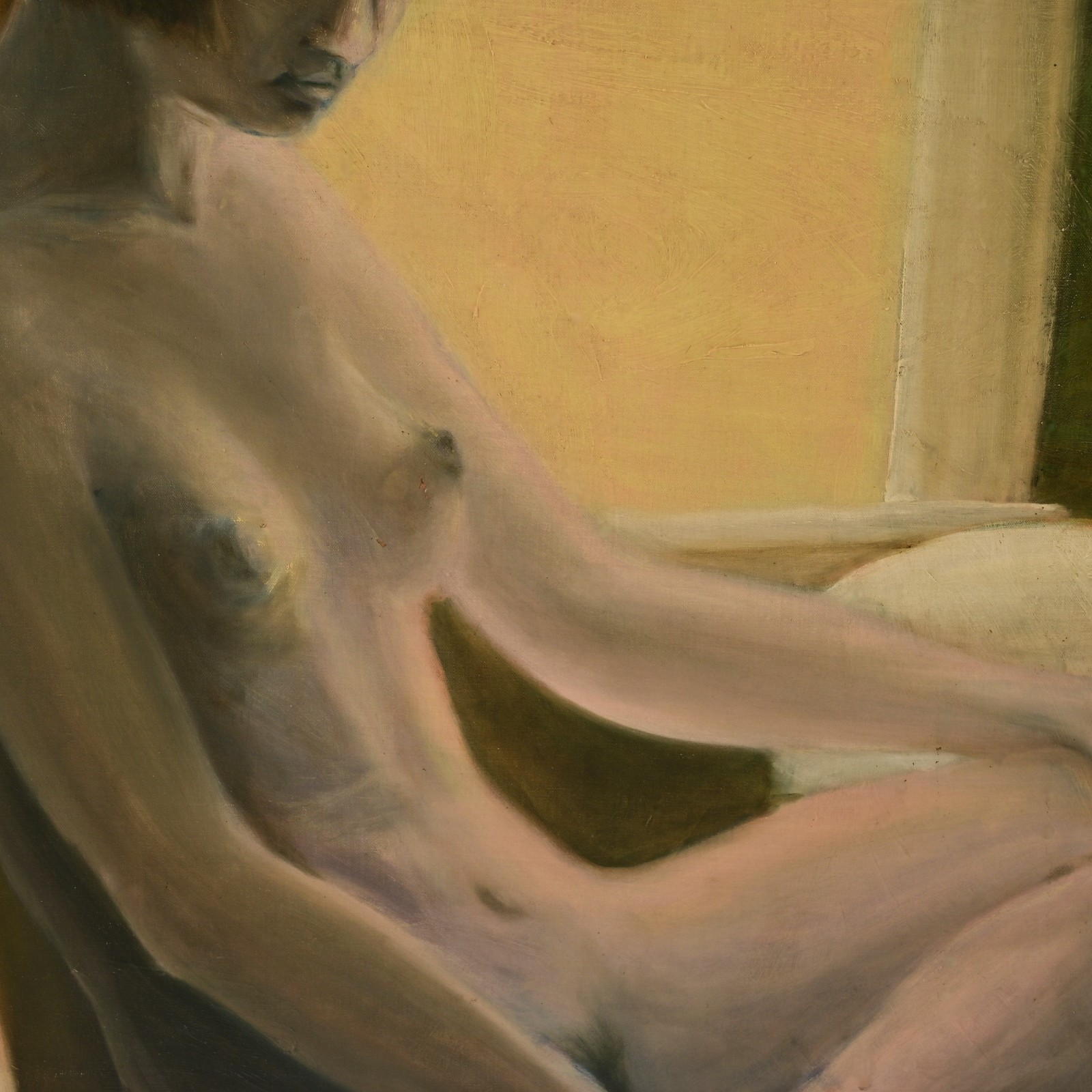 FREDERICK SPRAGUE Original Vintage Signed Female Woman Sitting Portrait Painting