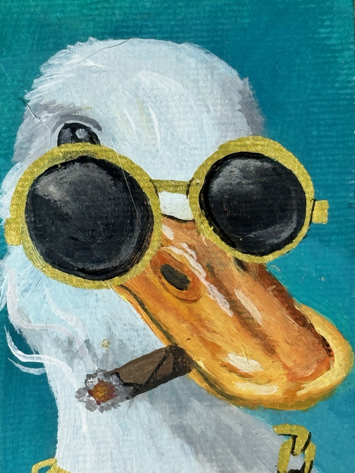 ACEO Print animal Duck Humor Silly Gold SmokeNature Wildlife Tinycanvasbyh