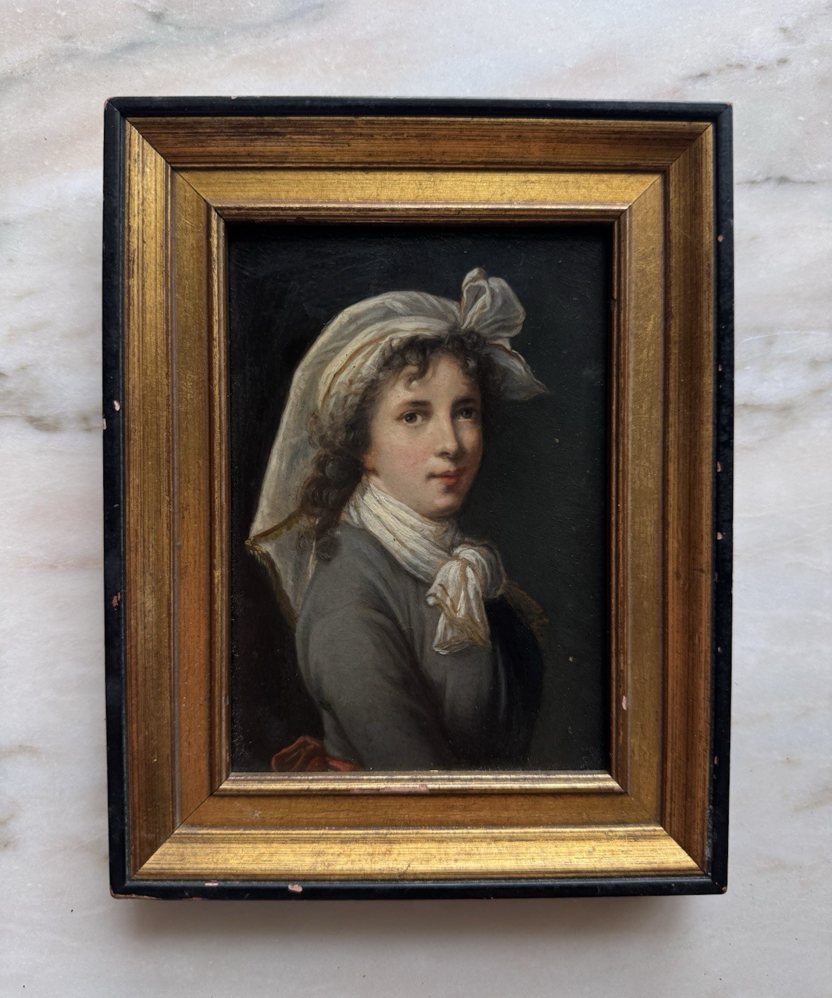 Vintage Oil Painting after Vigee-Lebrun (Fr., 1755-1842), Self Portrait on Board