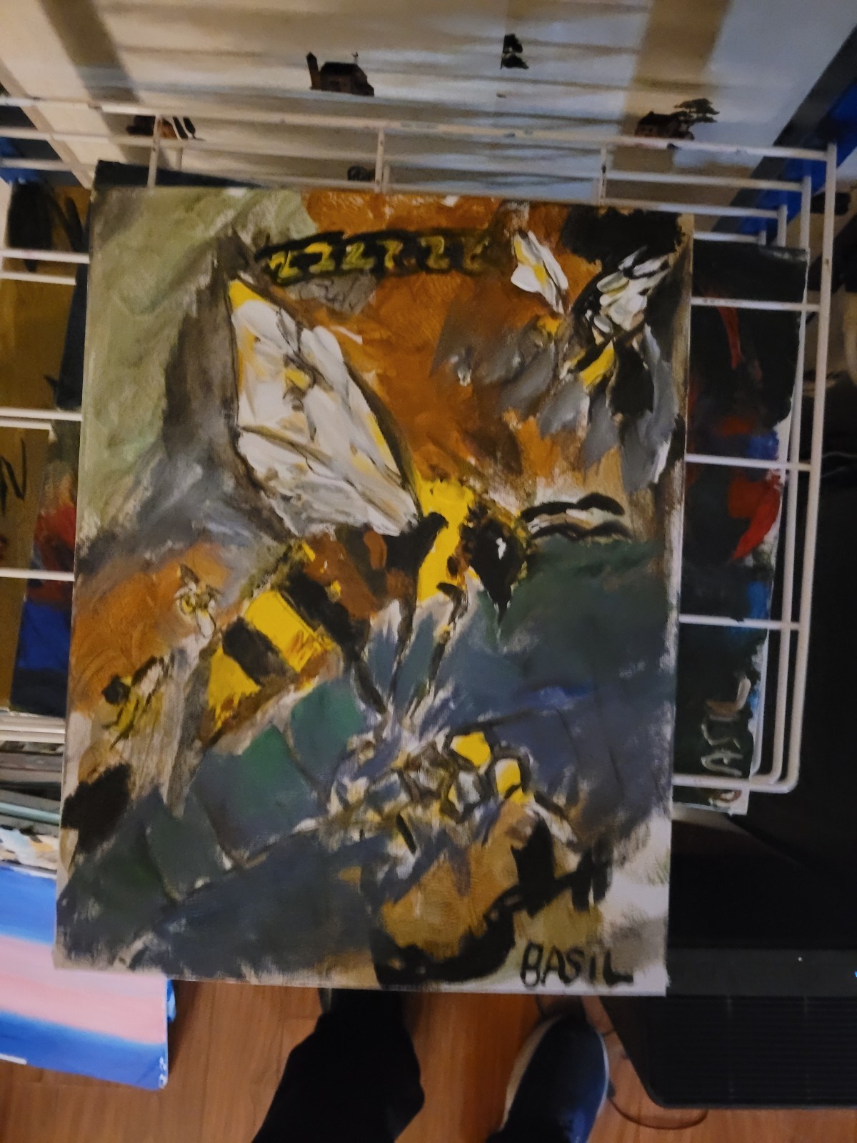 Bee Unique Abstract Expressionism Wall Art Canvas Board 11×14