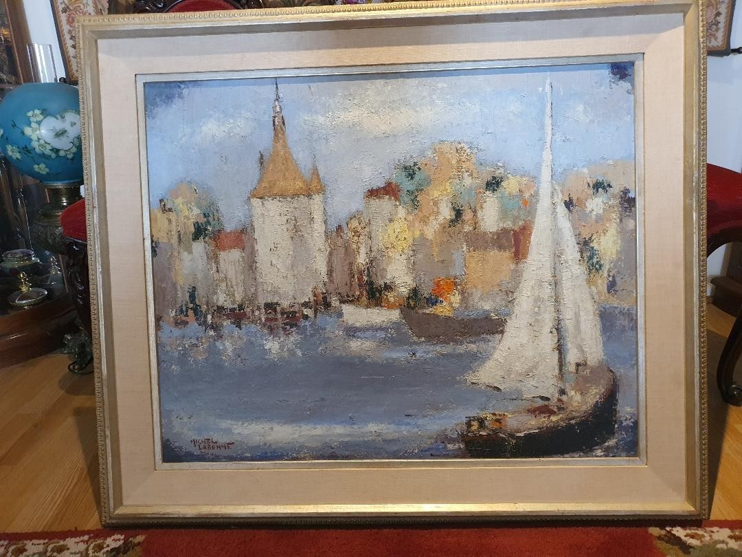 Original Listed Artist MICHEL LABONNE Painting «Hoorn-Holland» 32×26. Beautiful