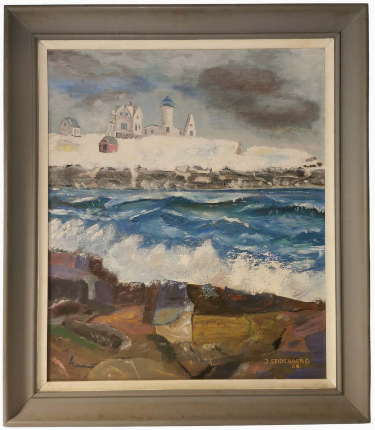 JEAN SEIDENBERG (USA 1930-2022) 1965 SGND O/C ANNISQUAM LIGHTHOUSE GLOUCESTER MA