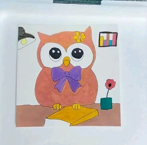 Owl ORIGINAL IMPRESSIONIST OOAK signed COA WHIMSICAL Animal gift Gat Painting