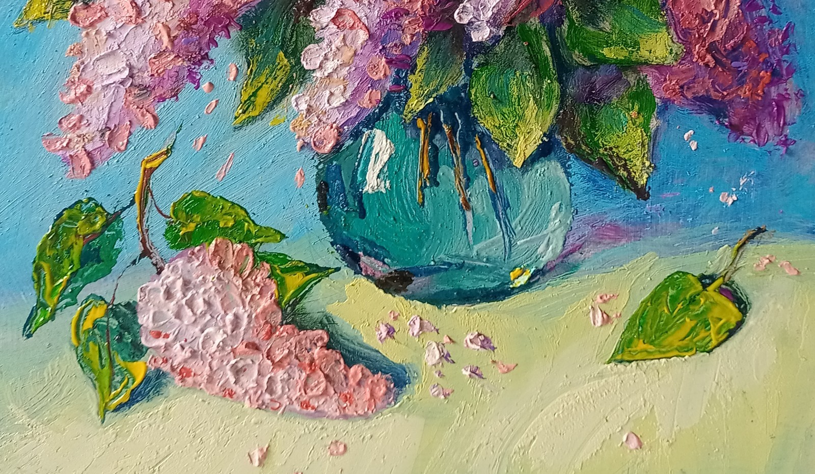 Lilac Impasto Painting Original Art Impression Oil Painting 13.7 x 10.6 in