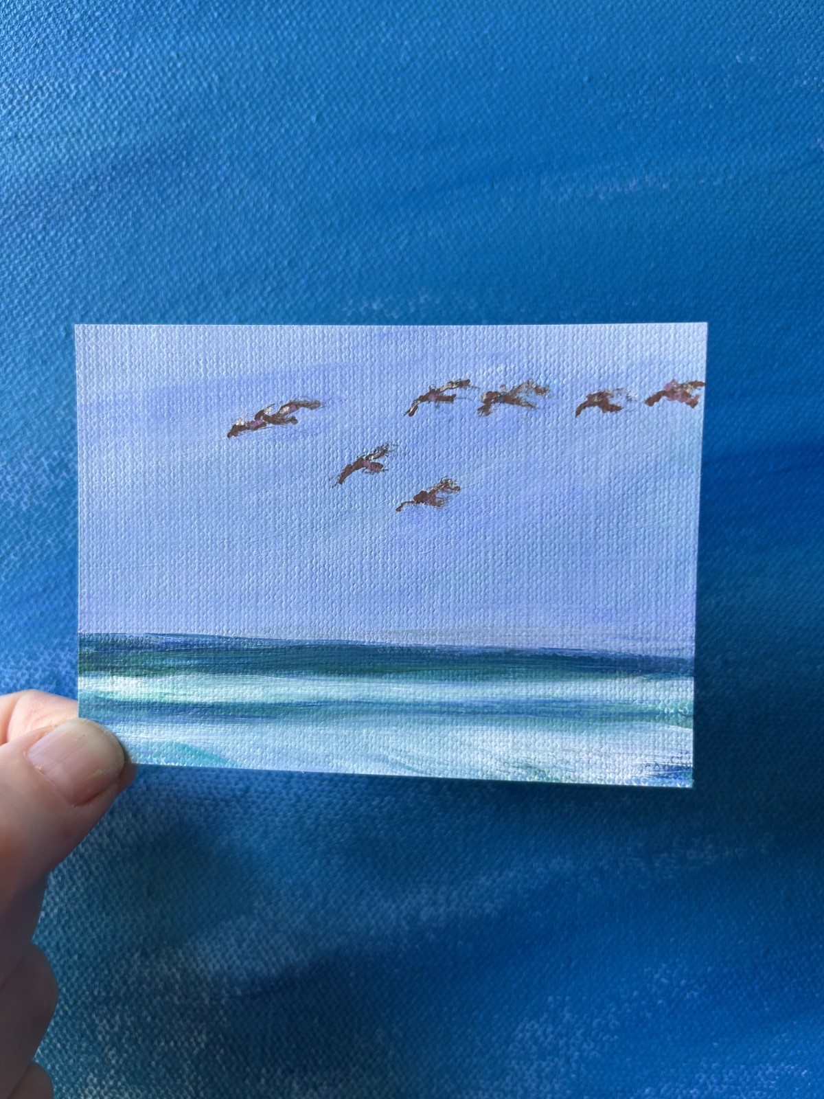 ACEO original acrylic painting San Diego Seascape Cardiff #4 by Gale 2.5×3.5″