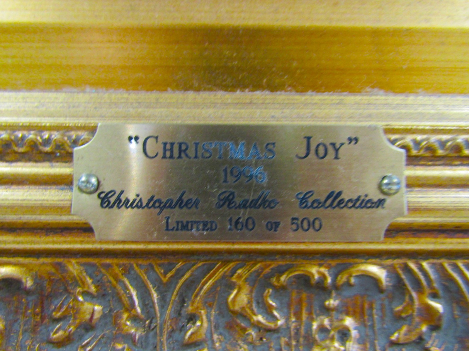 Large Christopher Radko Oil Painting «Christmas Joy» Ltd. Ed. 160/500 Framed COA