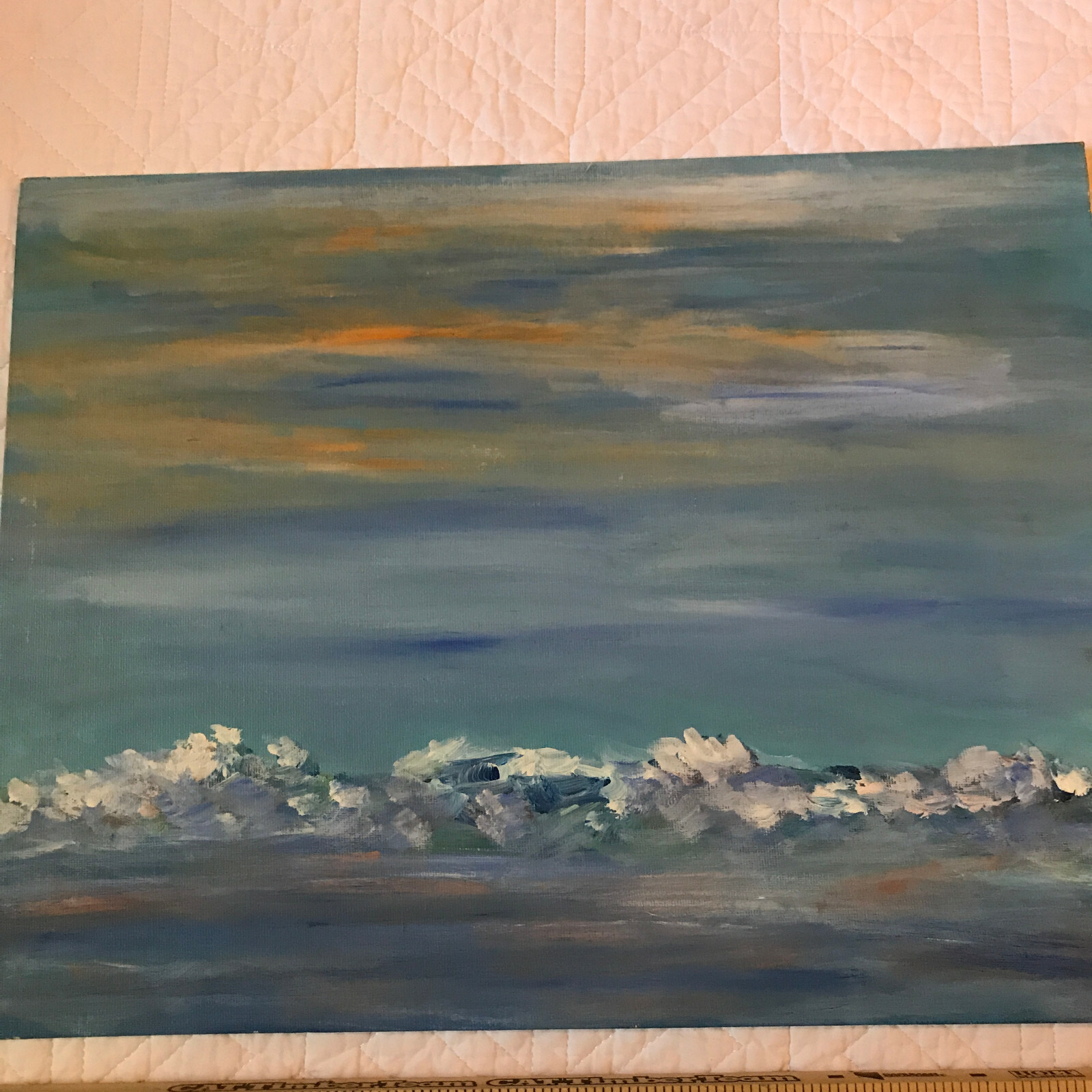 Seascape ocean coast hand painted original acrylic PAINTING beach surf