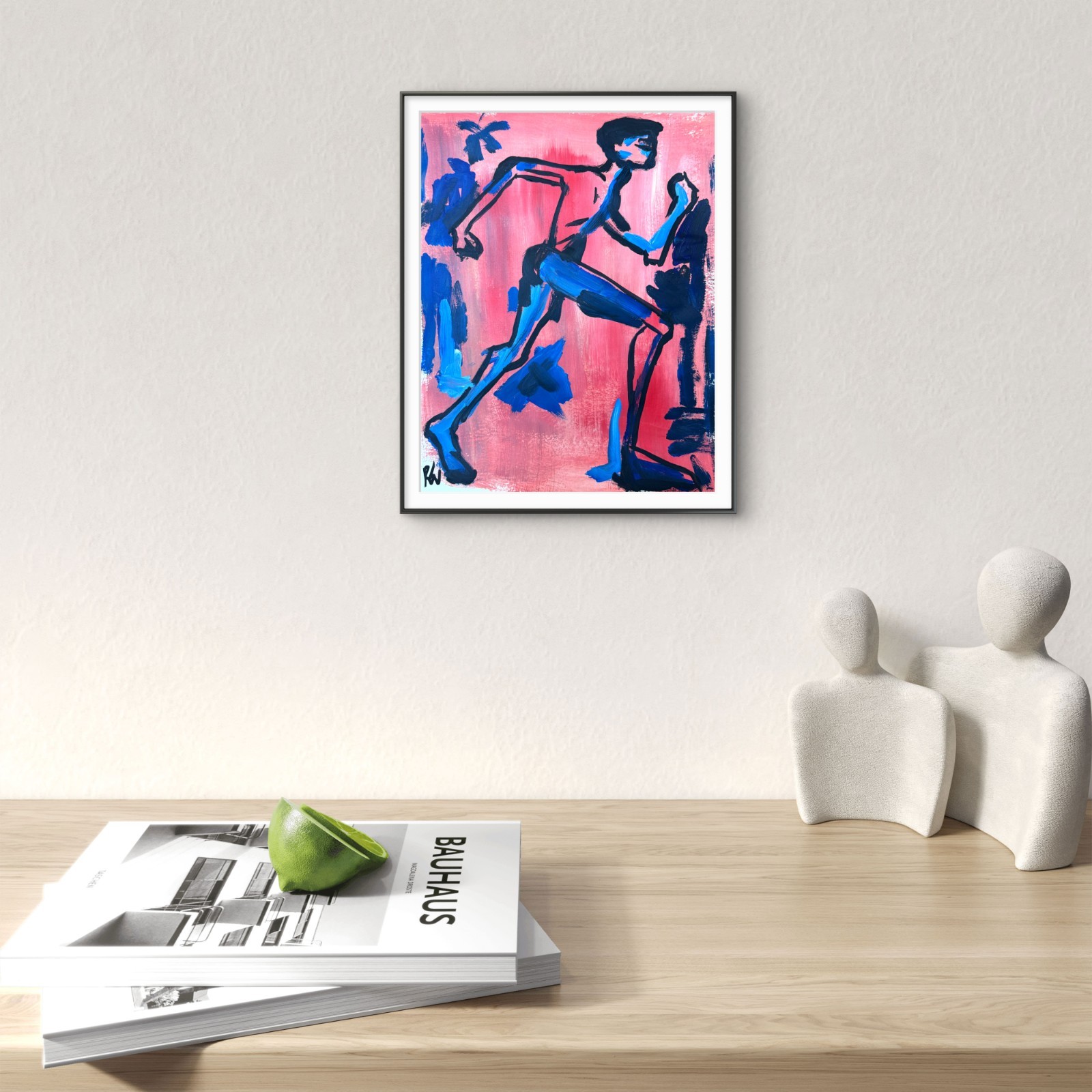 Original 11×14 Expressionist Hand Painted Signed Acrylic Paper Art Miami Maratho