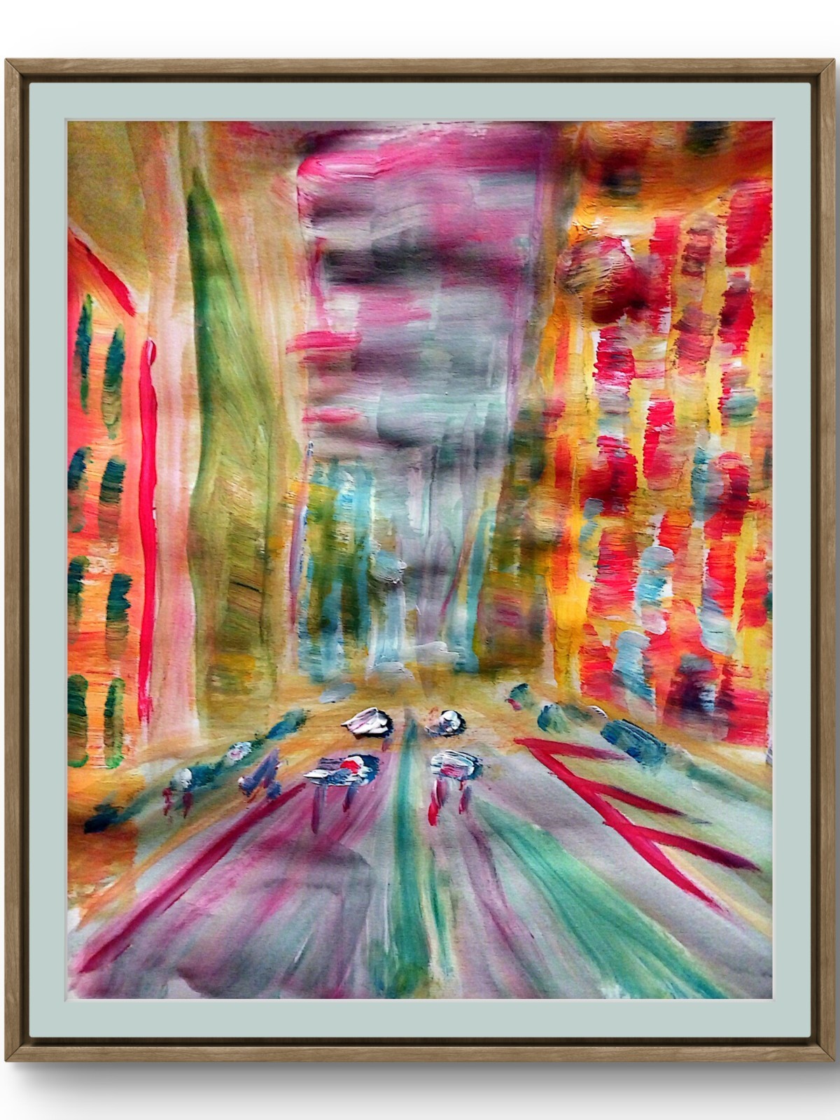 Cityscape Modern Contemporary Original 11×14 Signed Paper Art Acrylic BACH