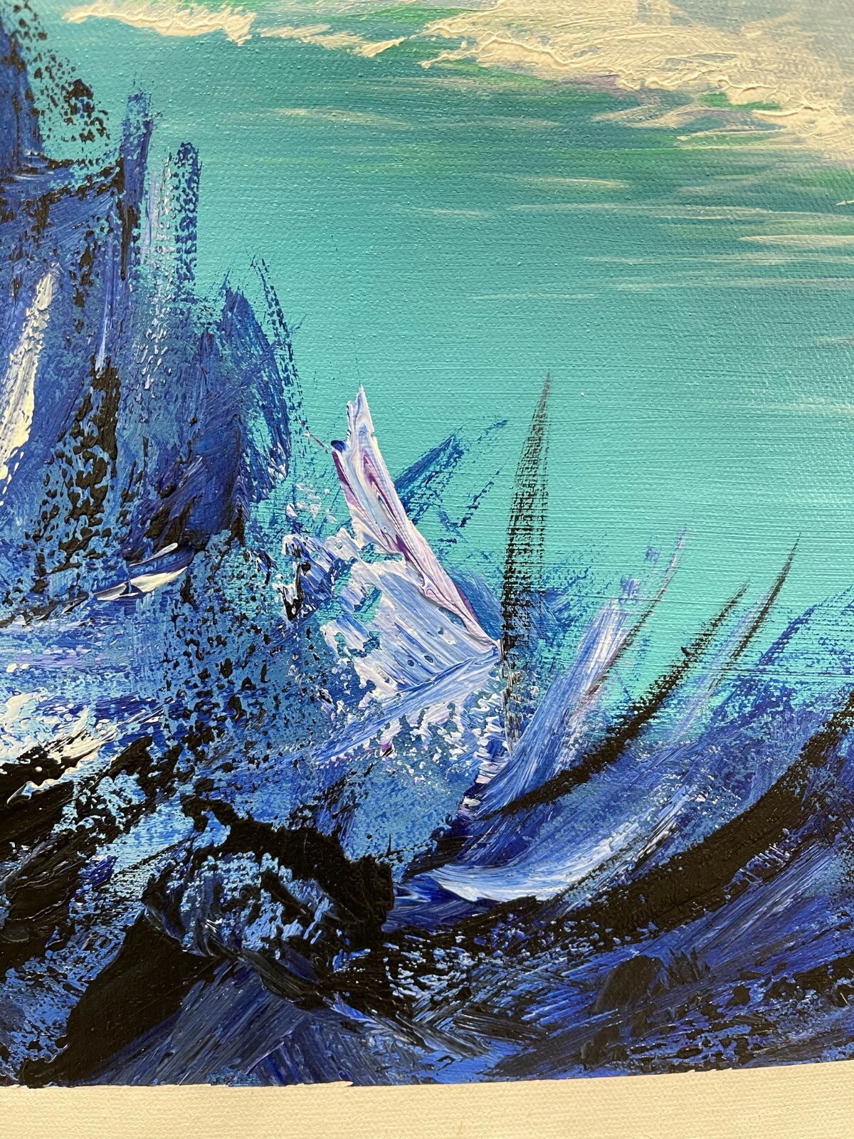 100% hand-painted 36in x24in Snow mountain oil paintings