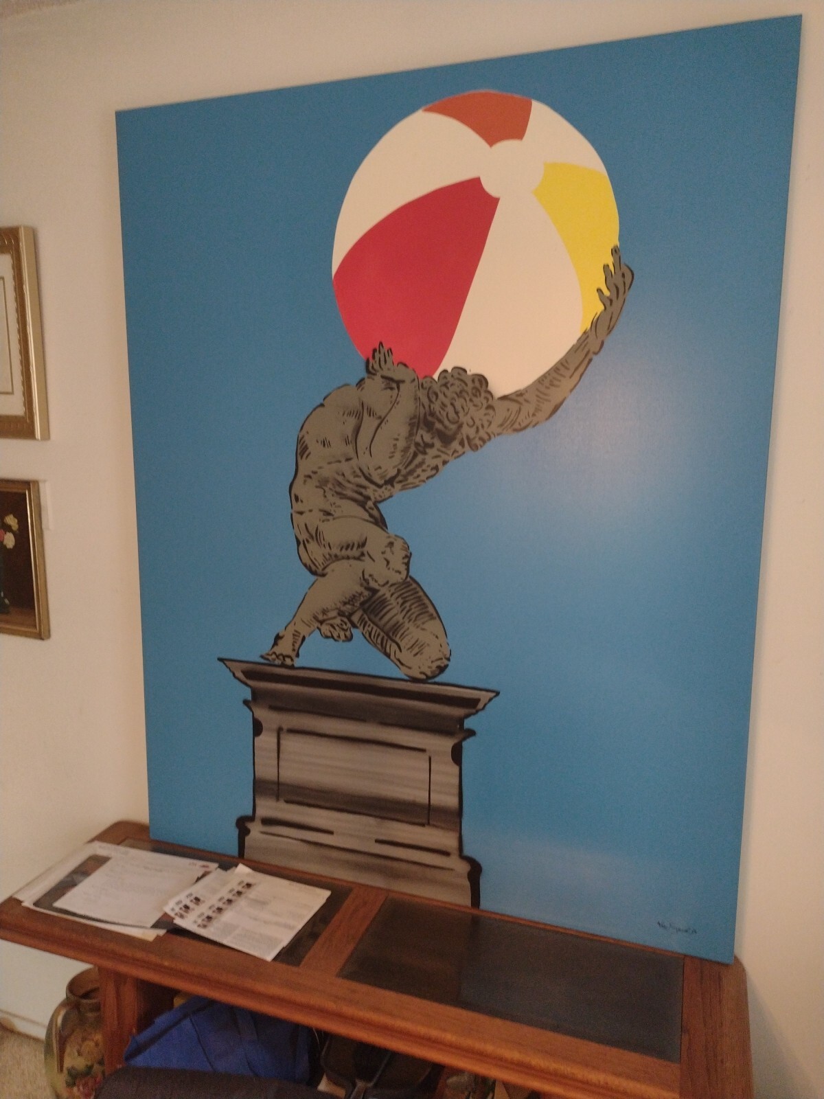 KARL STRIKER large artwork on canvas . 60 X 48 In