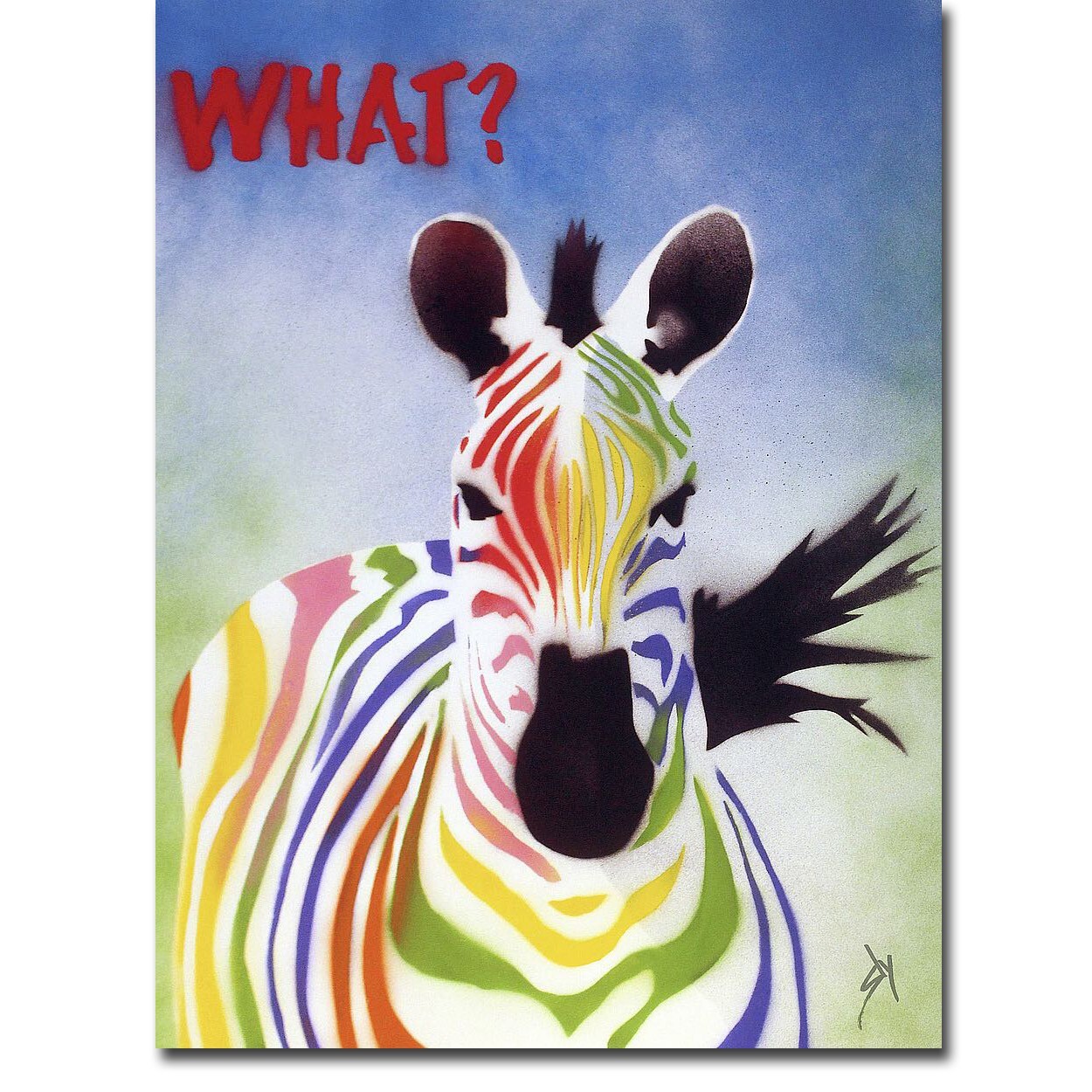 What? Zebra by Juan Sly Gallery-Wrapped Canvas Giclee Artwork (16 in x 12 in)