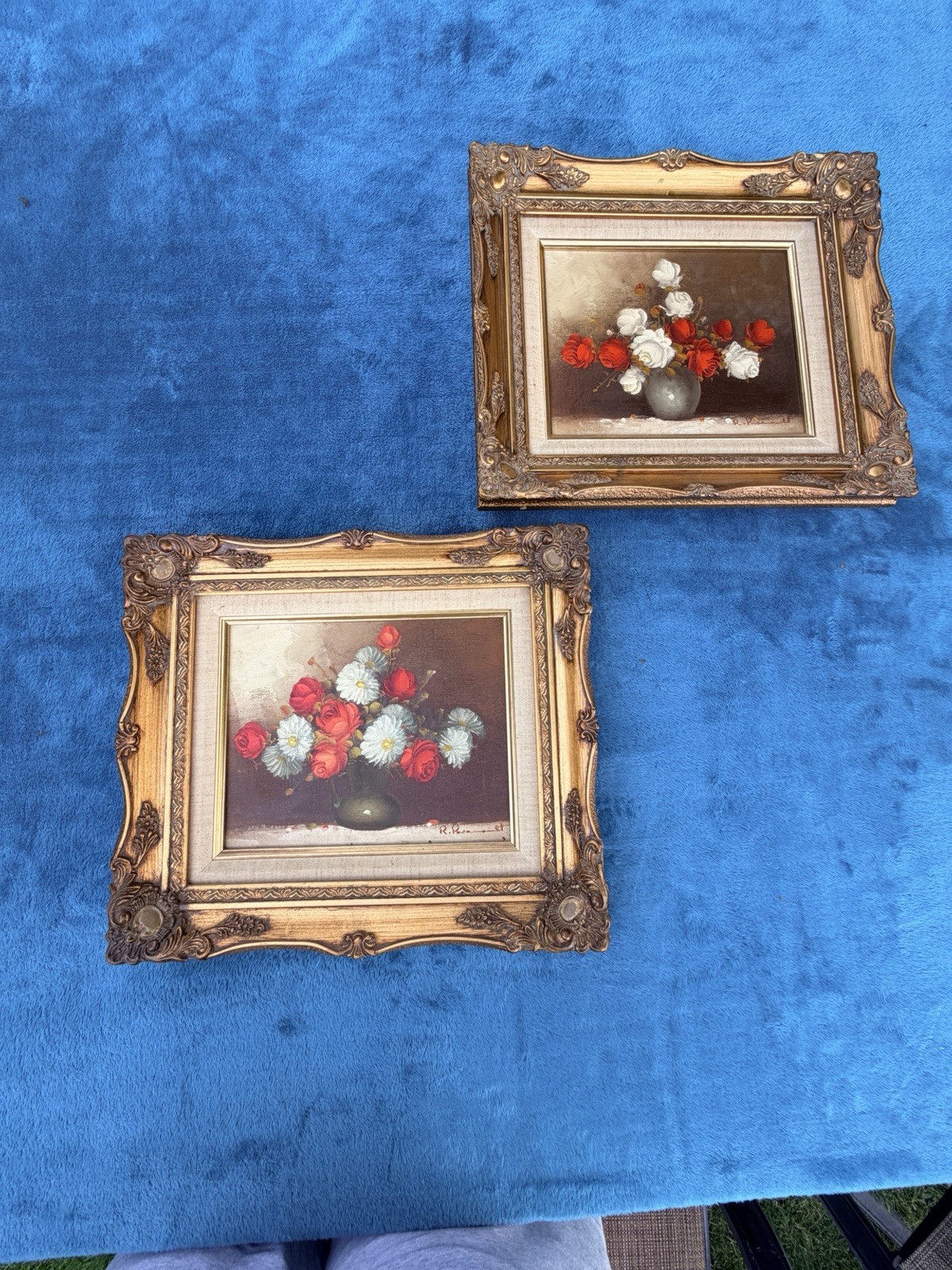 2 – ROY PASANAULT ORIGINAL OIL ON CANVAS FLORAL VASE PAINTINGS SIGNED