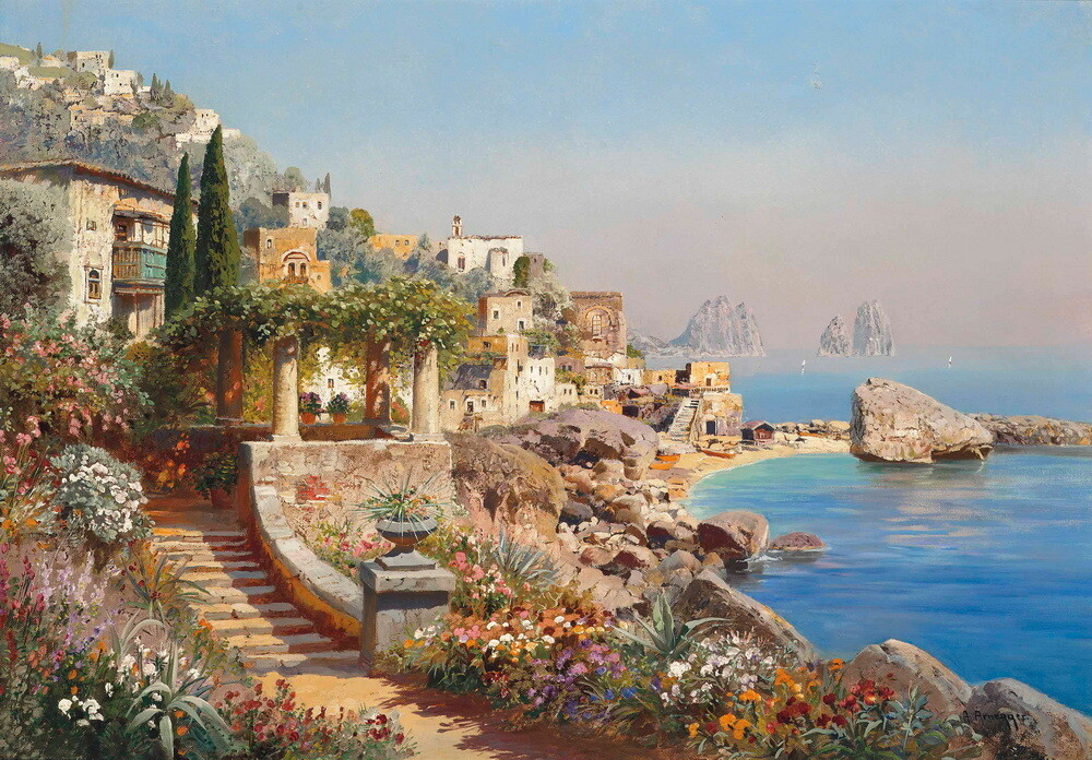 Art Giclee Oil ainting print Coast capri landscape Home Decor