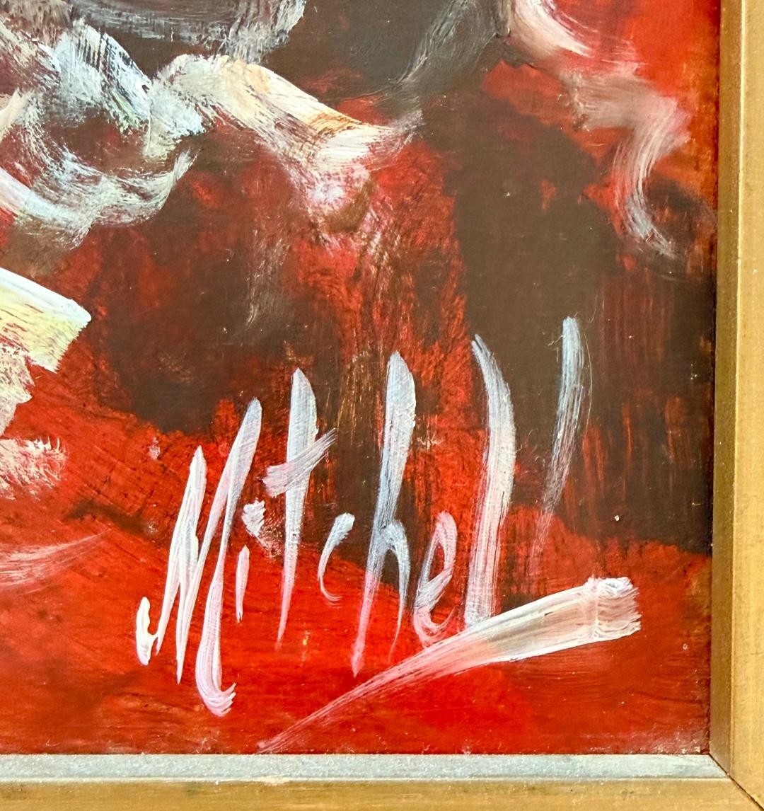 Vintage 1971 Signed Mitchell Oil Painting Expressionist Portrait Indialantic Art
