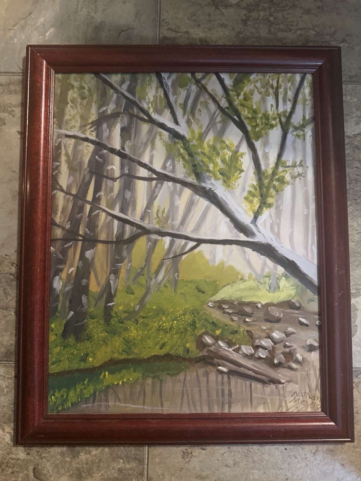 Framed Hand Painted Canvas Wall Art Outdoor Landscape 13×15”