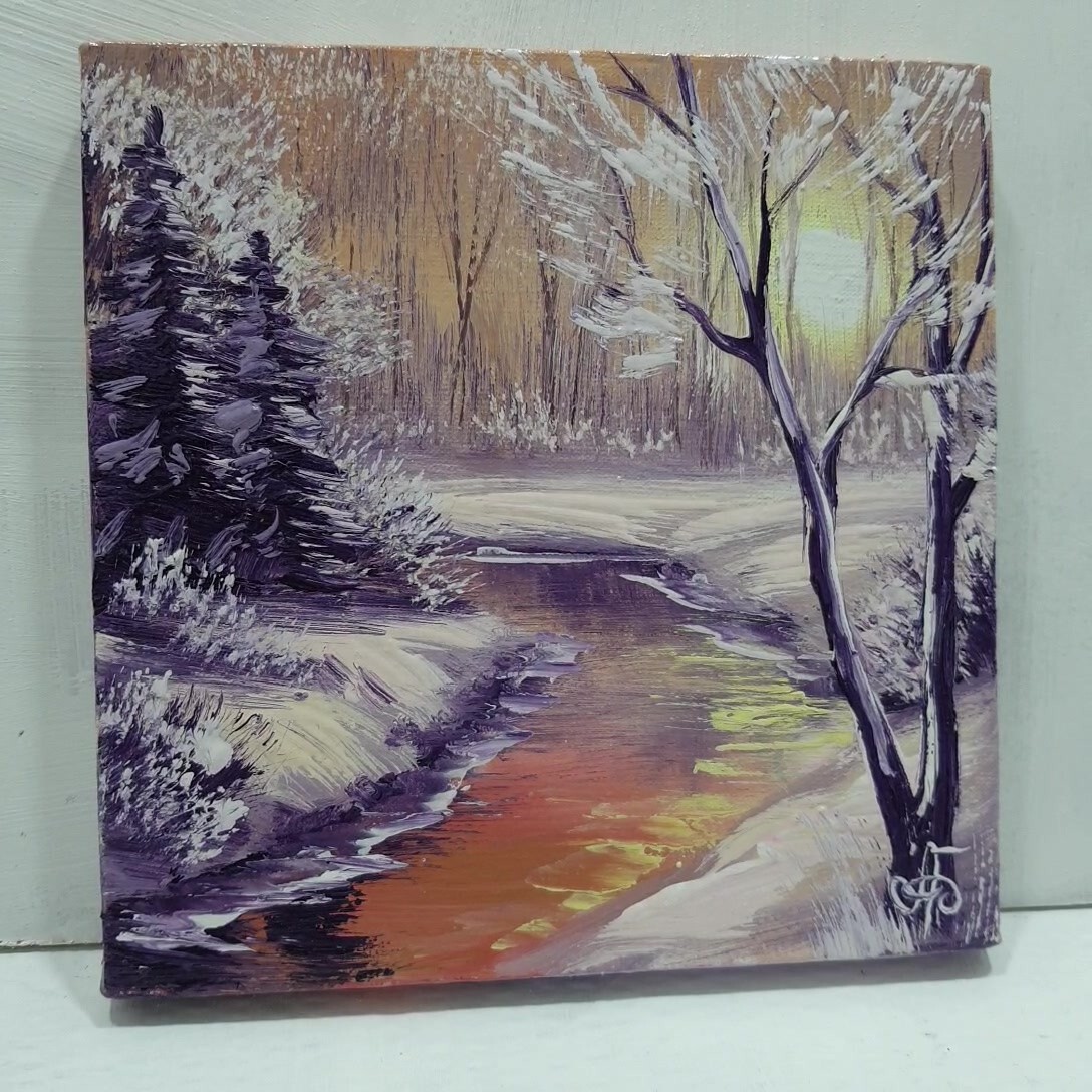 Gift Original Winter Painting Hand Painted Wall Art Home Decor Ukrainian Artist