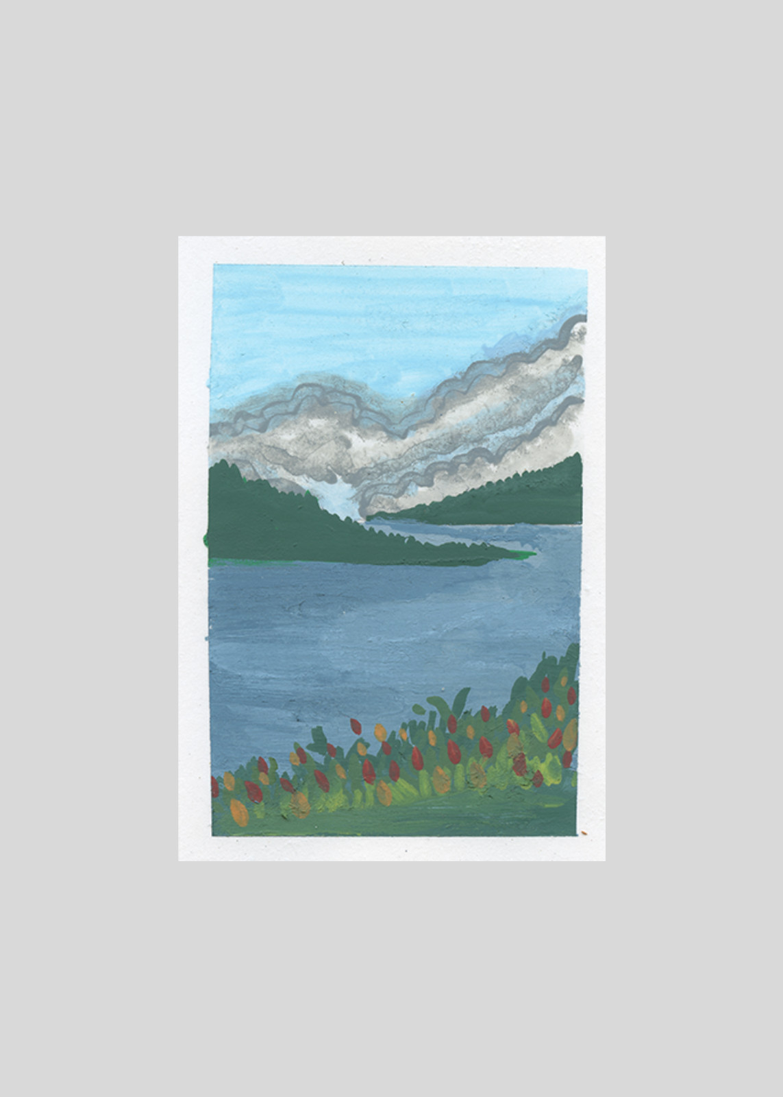 ACEO/ ATC Islands and Flowers Acrylic Marker OOKA Painting