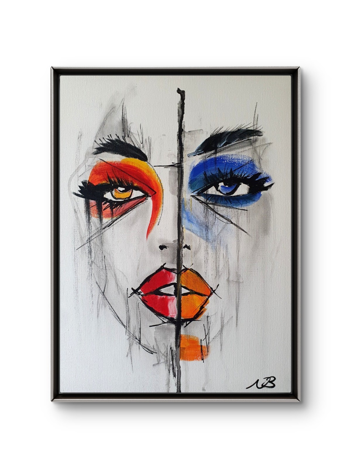 FEMALE PORTRAIT 12×16 MODERN ABSTRACT FACE EXPRESSIONISM ACRYLIC ART CANVAS