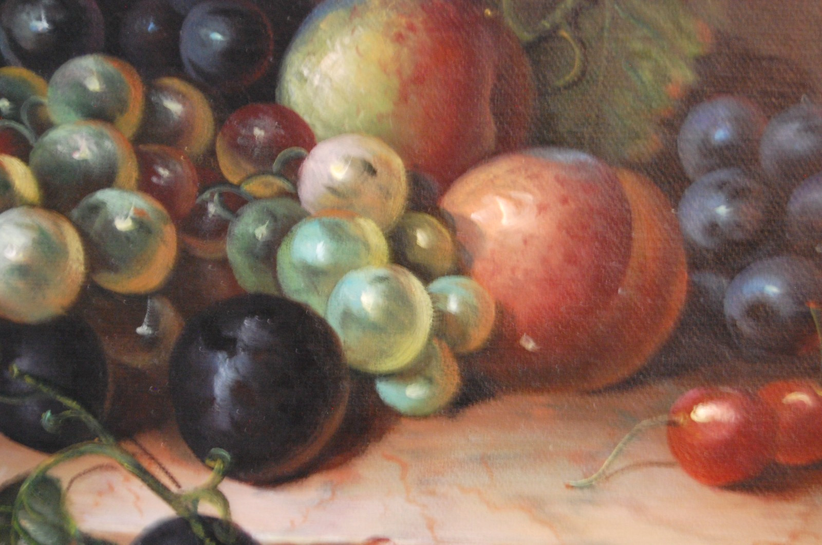Framed Original Signed Coe Oil Painting Grapes, Berries Fruits a Still Life 10X8