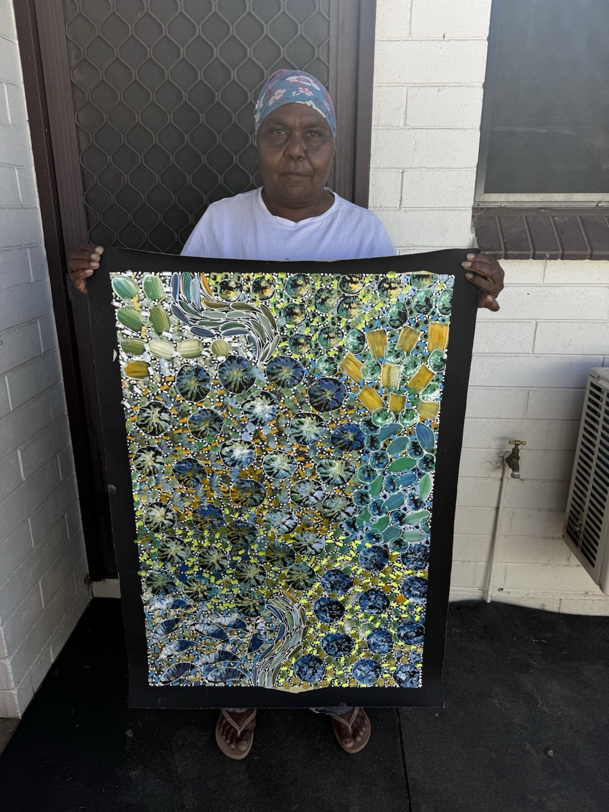 Rachael Nambula. Authentic Aboriginal Art. Size 90cm x 60cm,Pencil Yam