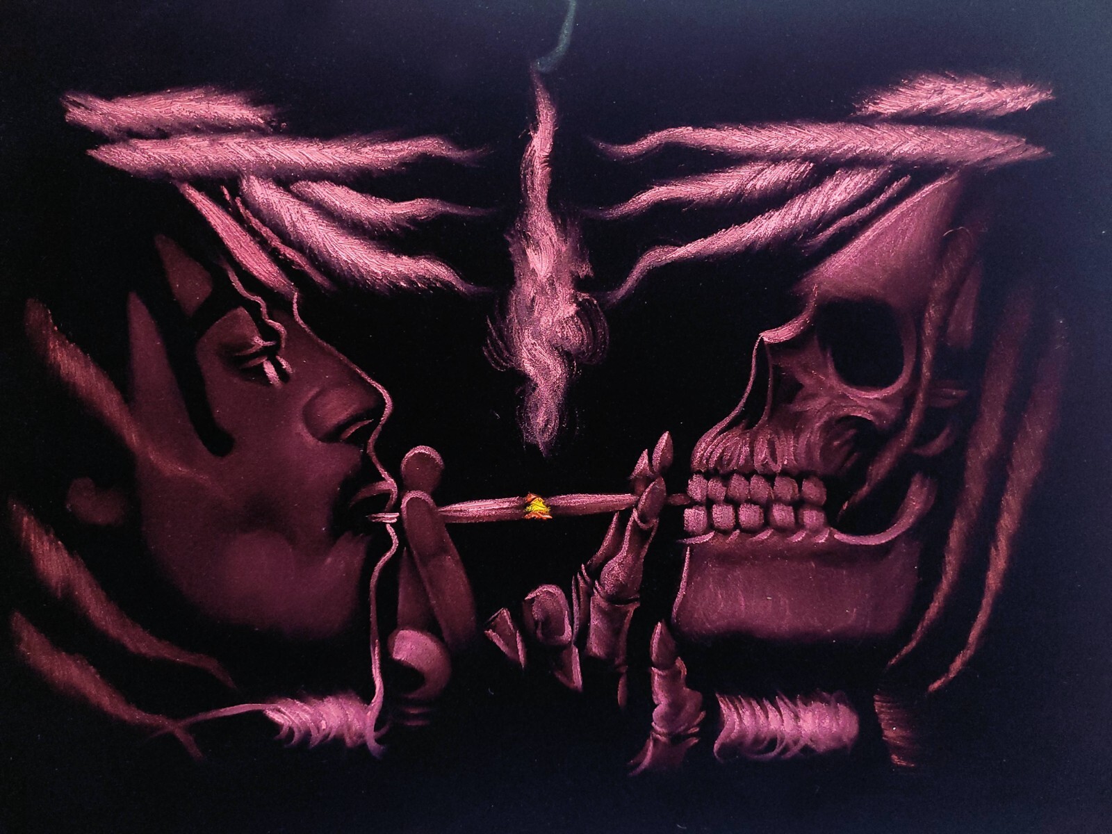 Bob Marley portrait by Zenon, size 16″x11″, original oil on black velvet JM339