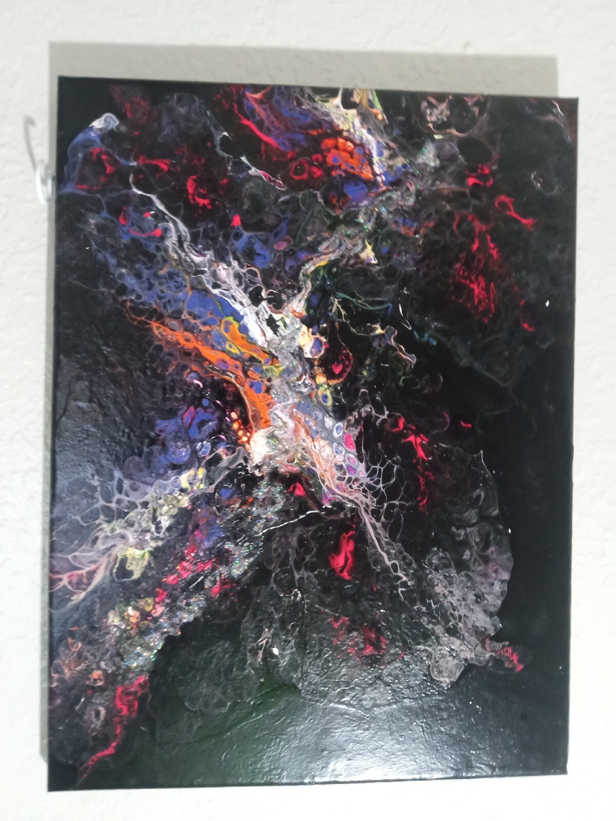 Original Artwork: Epoxy Resin and Acrylic Painting in Shades of Blue and Brown