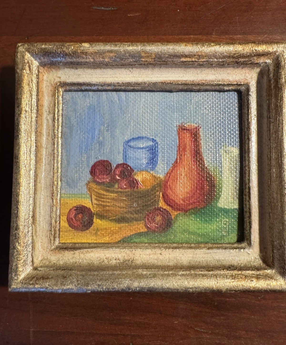 Vintage Miniatures Mini Set of 2 Oil Paintings By Grandma Johnson c. 1970’s – 4”