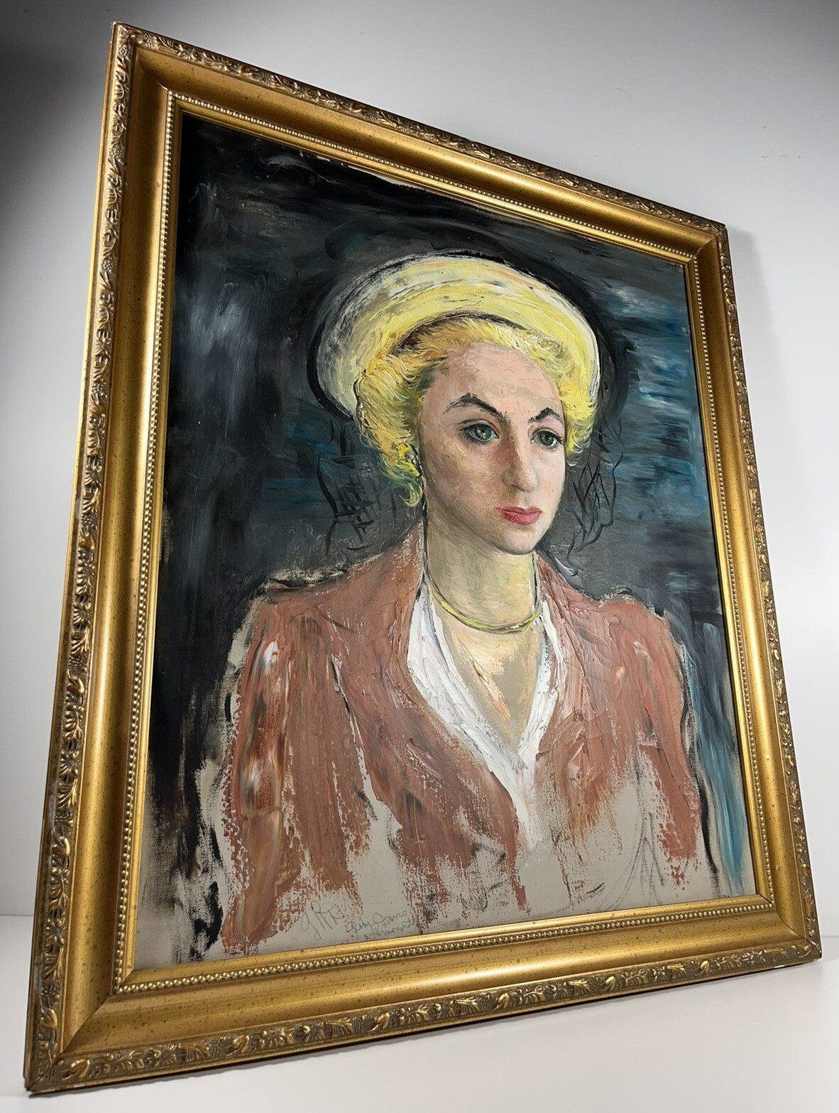 GLADYS ROCKMORE DAVIS MODERNISM ANTIQUE WOMAN PORTRAIT VINTAGE OIL PAINTING