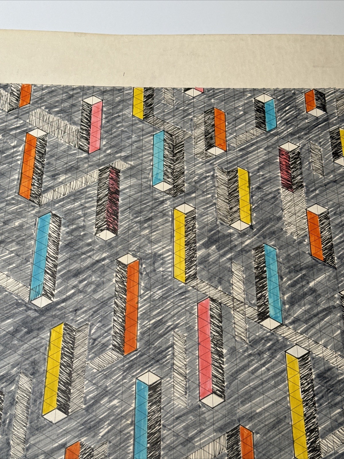 ABSTRACT DRAWING 1970’S PROFESSOR LUBENSKY POP MODERNIST CHICAGO KANSAS LISTED
