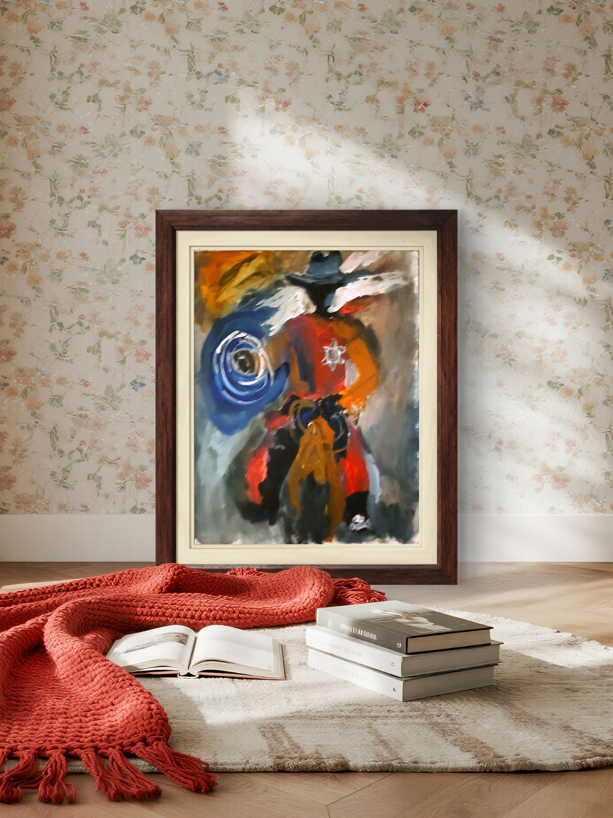 Cowboy Unique Abstract Expressionism Wall Art Canvas Board 11×14