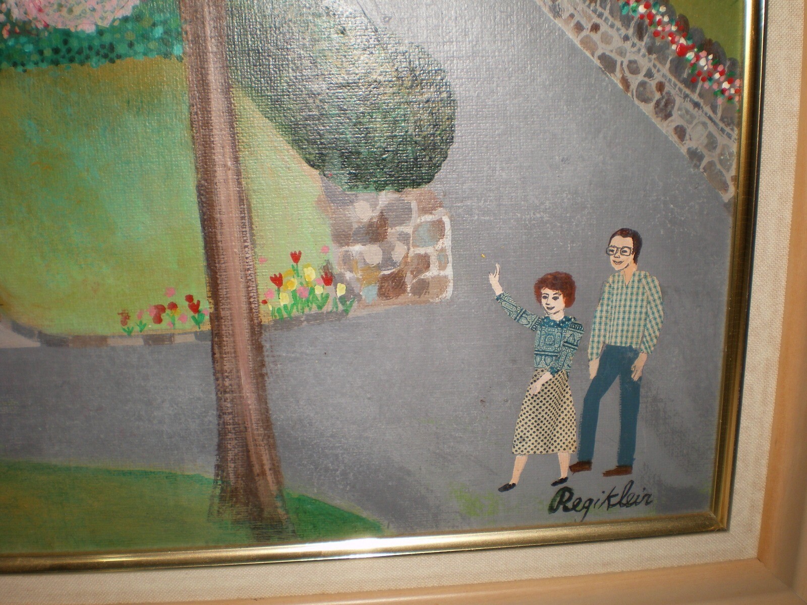 RARE Regina Regi Klein NY Artist Mix Media Oil Paper Collage Original Painting