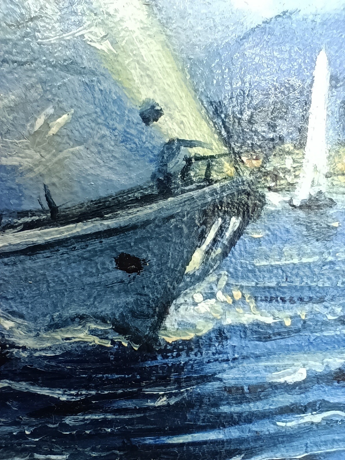 Sailboat Original Oil Painting 4×6 Framed Signed Yacht Marine Seascape Sea Art