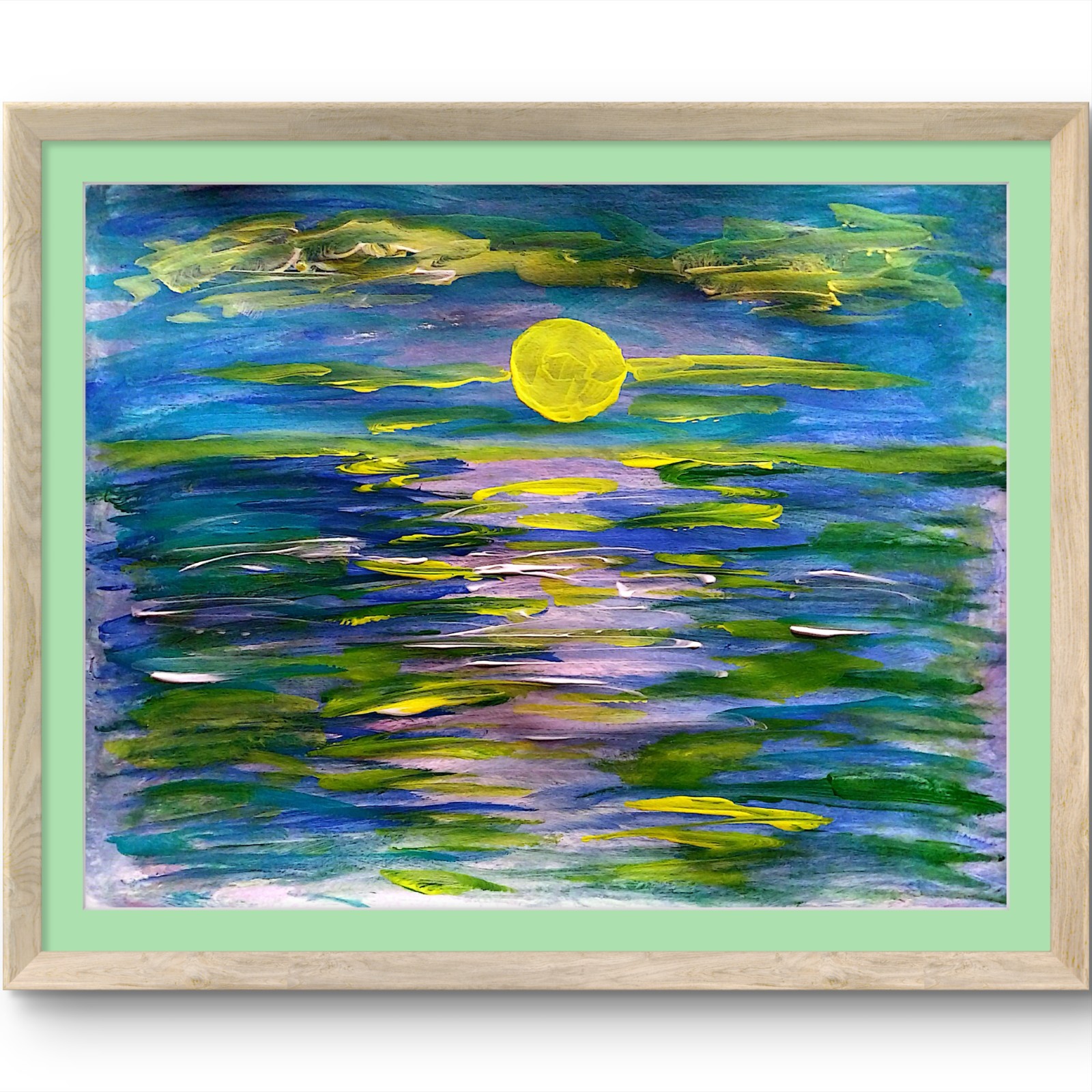 Colorful Sunset Original Modern Signed Paper Acrylic Wall Art 11×14 Home Decor
